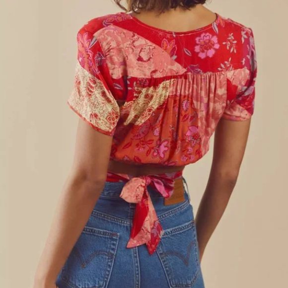 Free People - Ashley Summer Wrap Crop Top in Fun Combo - Picture 2 of 16
